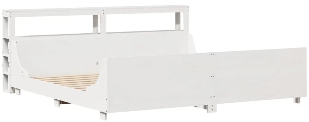 Cama sem colchão 200x200 cm madeira de pinho maciça branco