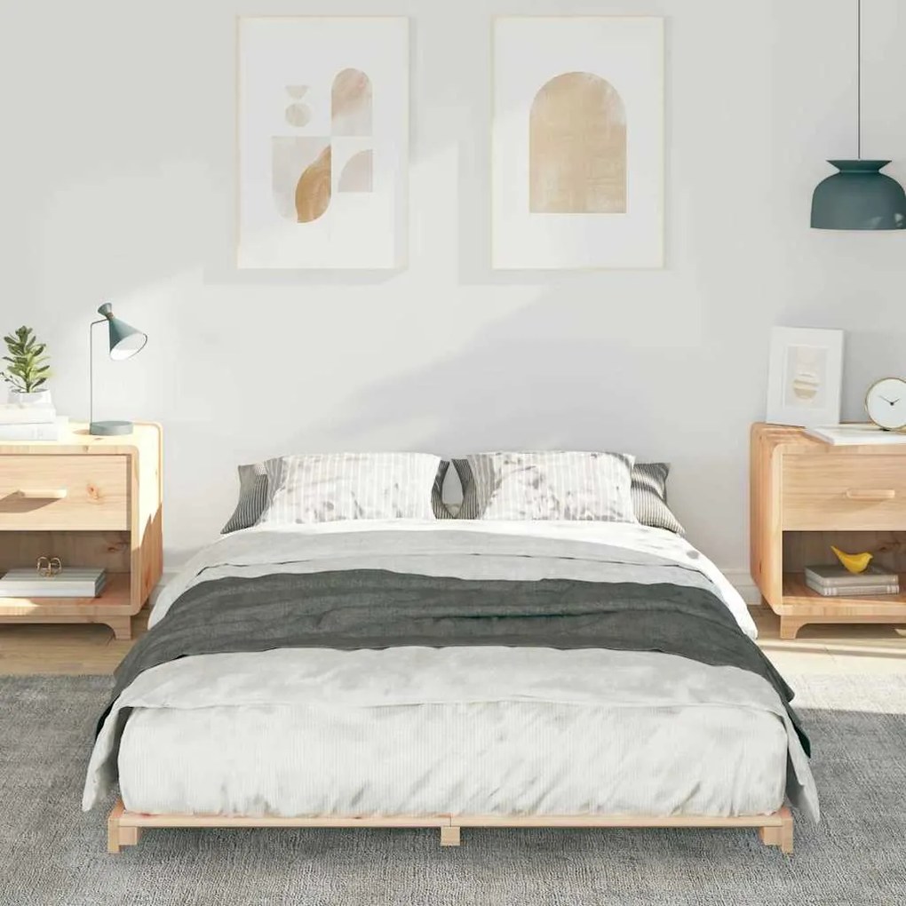 Estrutura de cama de chão Castanho 140 x 190 cm