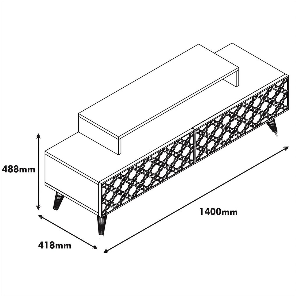 Suporte para TV City – Nogueira e Branco – 140 cm x 48,8 cm x 41,8 cm