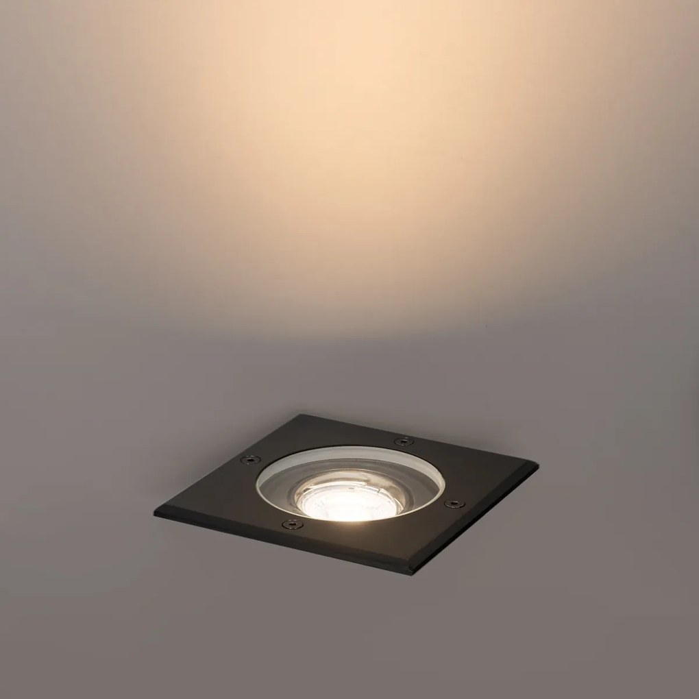 Projetores de exterior para o chão preto quadrado ajustável IP65 - Delux