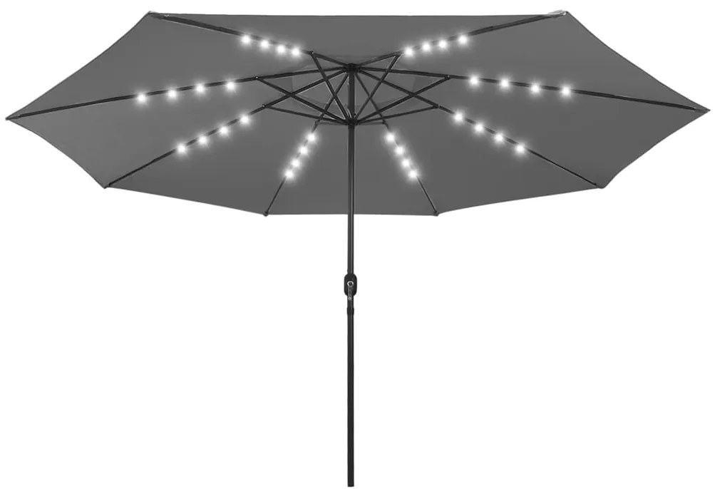 Guarda-sol de jardim com luzes LED 400 cm antracite