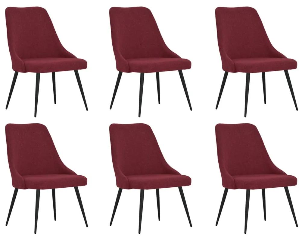 3090167 vidaXL Cadeiras de jantar 6 pcs tecido vermelho tinto
