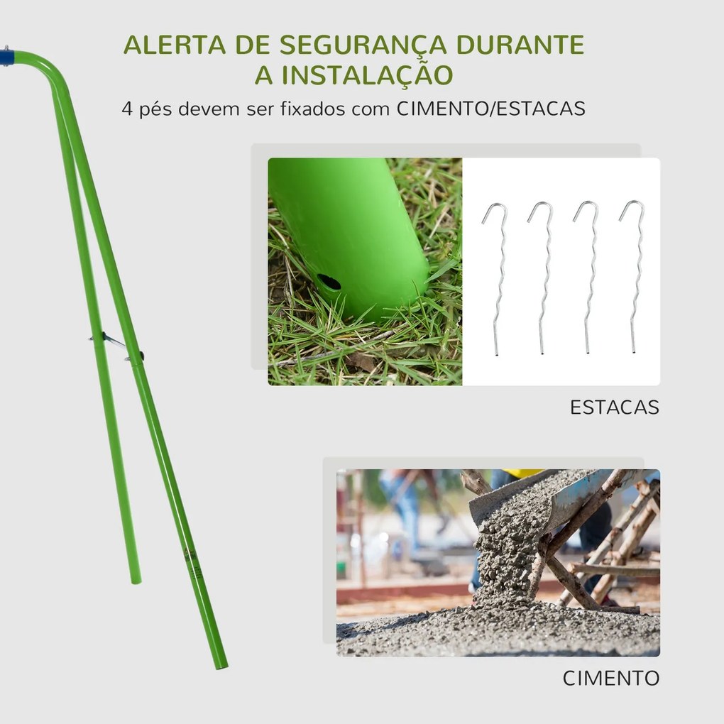 Outsunny Conjunto de Baloiços de Jardim de Metal com Altura Ajustável