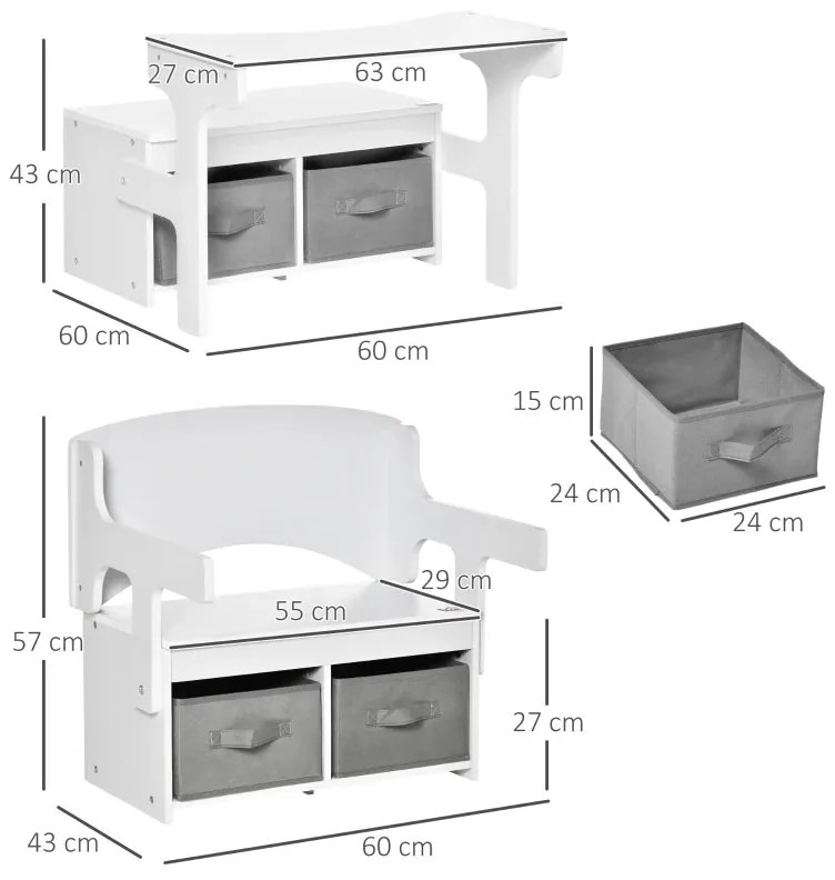 Banco com Secretária Infantil Holesy - Design Nórdico