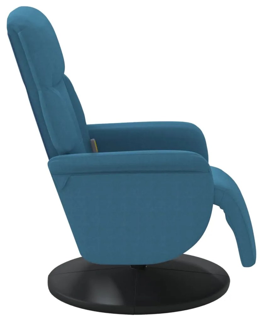 Cadeirão de massagens reclinável com apoio de pés veludo azul