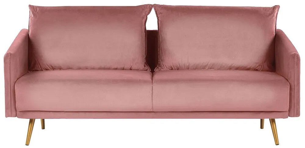 Sofá 3 lugares em veludo rosa MAURA Beliani