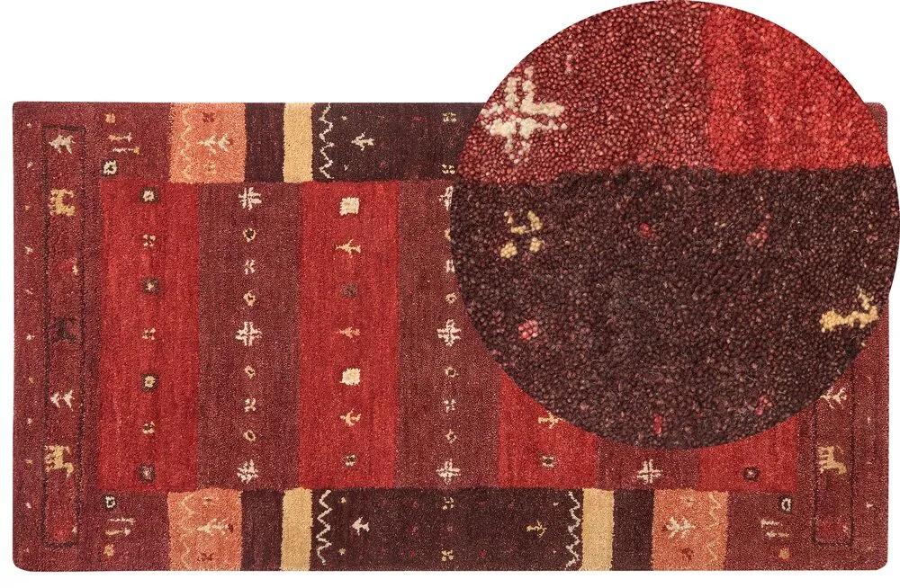 Tapete Gabbeh em lã vermelha 80 x 150 cm SINANLI Beliani
