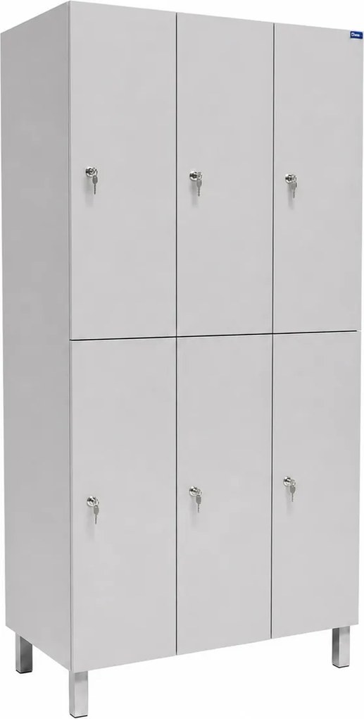 Cacifo Triplo 6 Portas Cinza com Fechadura de Chave  Riva Office