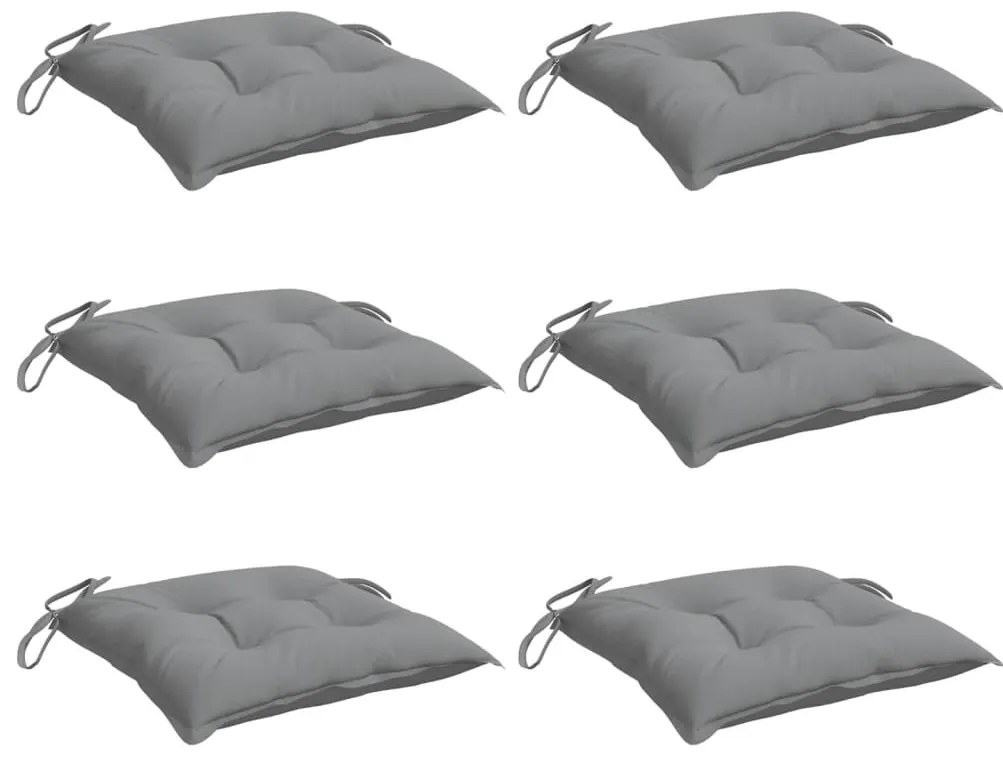 Almofadões de cadeira 6 pcs 40x40x7 cm tecido oxford cinza