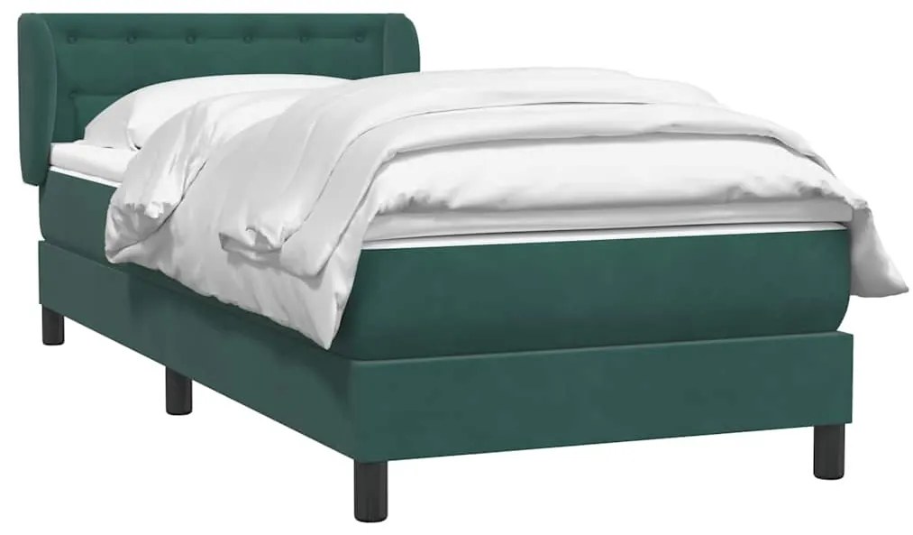 Cama com molas/colchão verde-escuro 80x210 cm veludo
