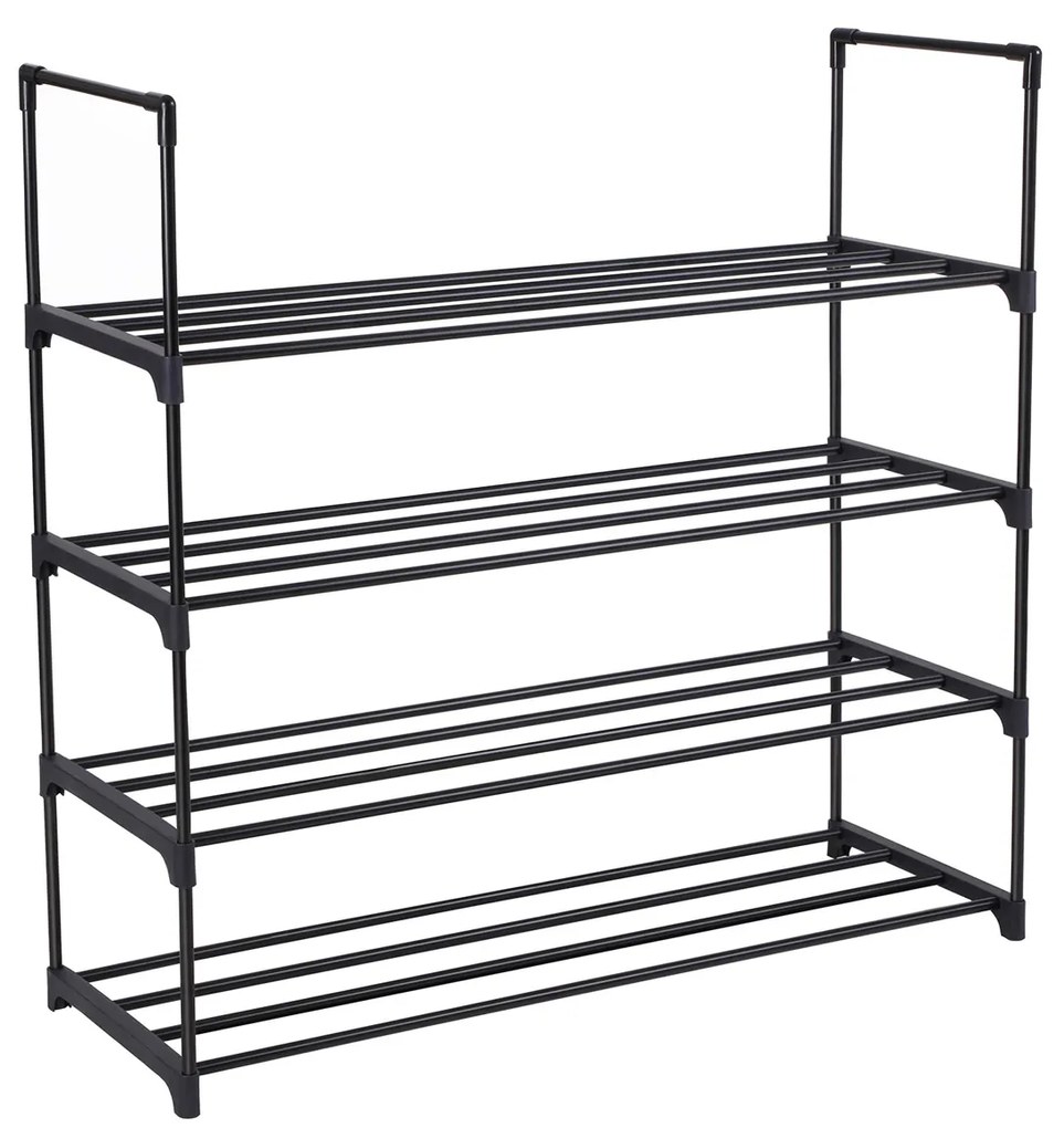 Estante metálica para sapatos com 4 prateleiras 92 x 30 x 73 cm preto