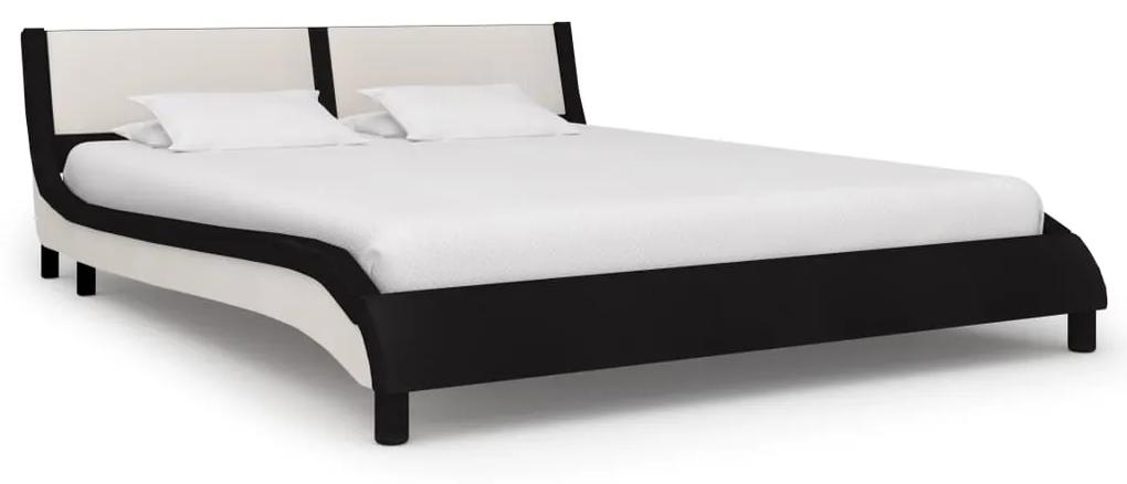 280457 vidaXL Estrutura de cama 150x200 cm couro artificial preto e branco