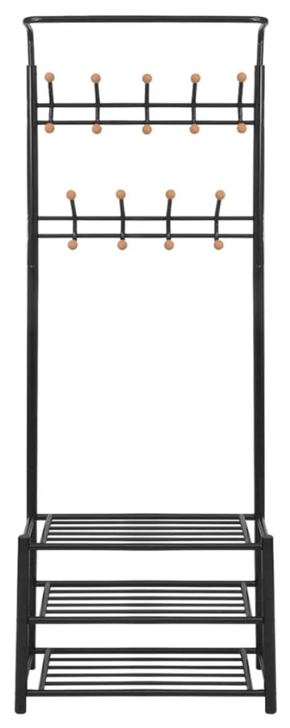 Suporte para roupas com sapateira 68x32x182,5 cm preto
