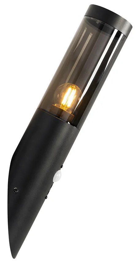 Candeeiro de parede exterior moderno preto com sensor de movimento IP44 - Rox