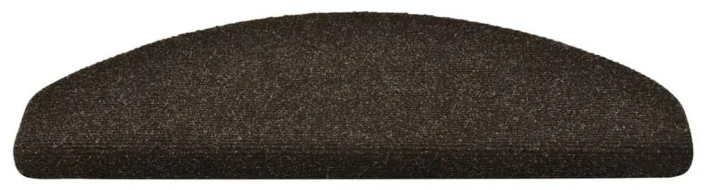 Tapetes escada autoadesivos 5 pcs 65x21x4cm castanho-escuro