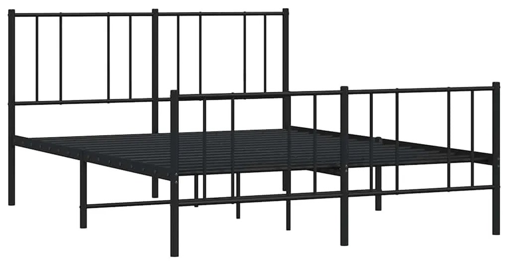 Estrutura de cama com cabeceira e pés 135x190 cm metal preto