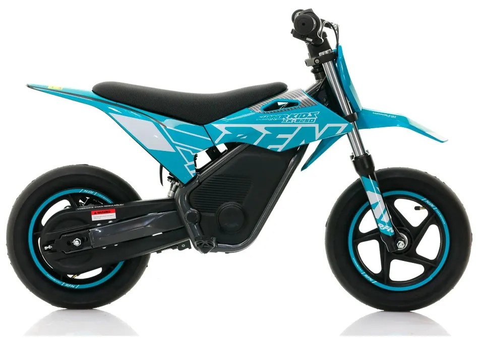 Mini moto elétrica para crianças Minicross electrica RFN Warrior SX-E250 Supermotard 250W 12/12" Até 25Km/hora cm limitador Azul Celeste