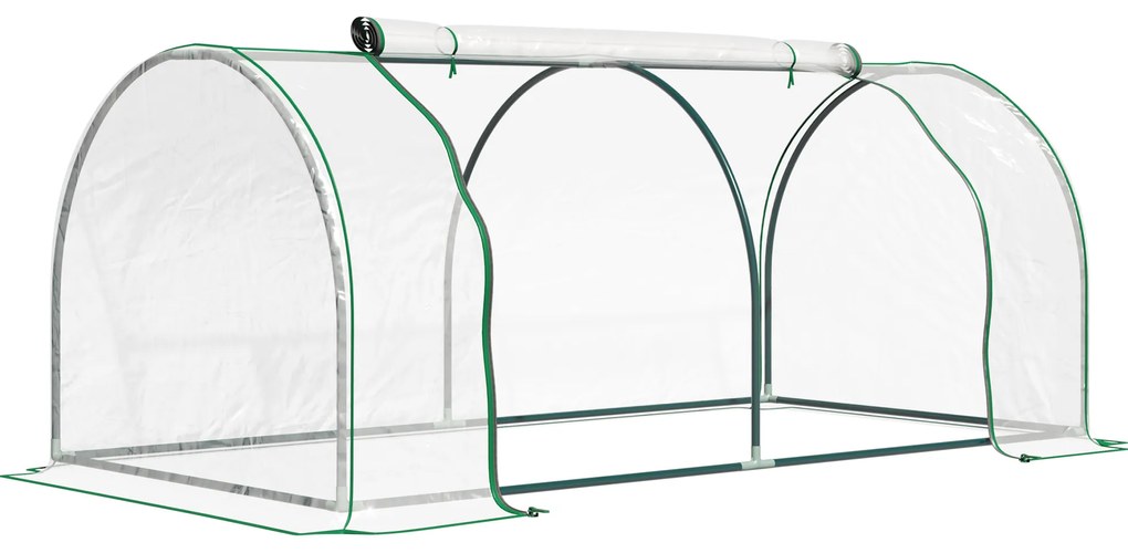 Outsunny Estufa 200x100x80cm para Jardim Terraço Cultivo de Plantas Estufa com Estrutura de Aço Cobertura PVC Transparente