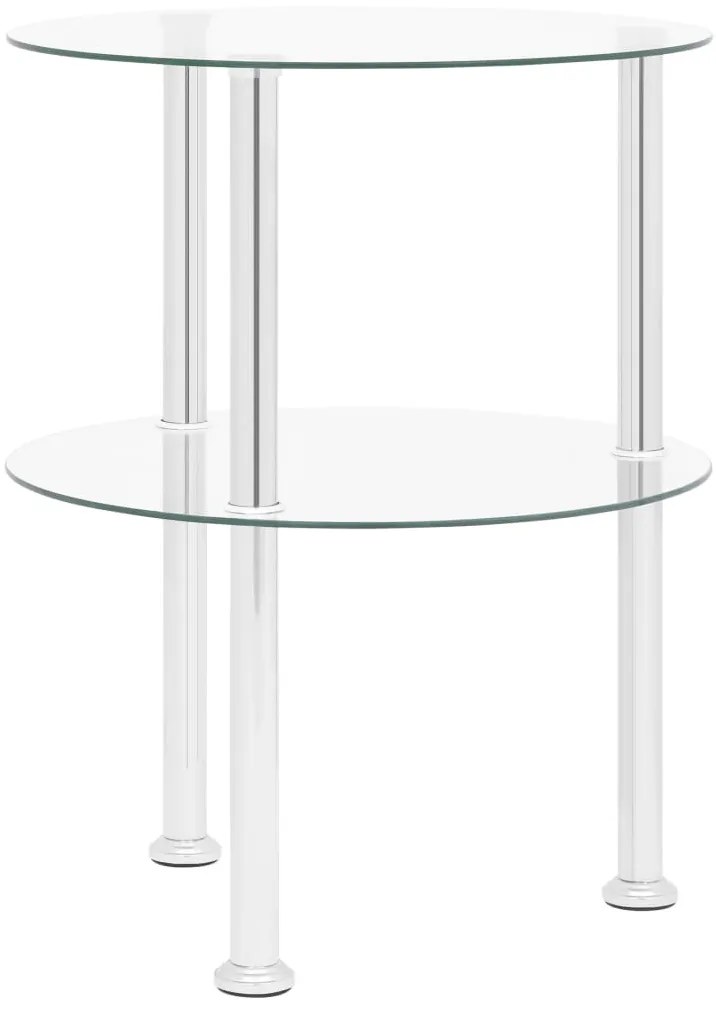 Mesa de apoio c/ duas prateleiras 38cm vidro temp. transparente