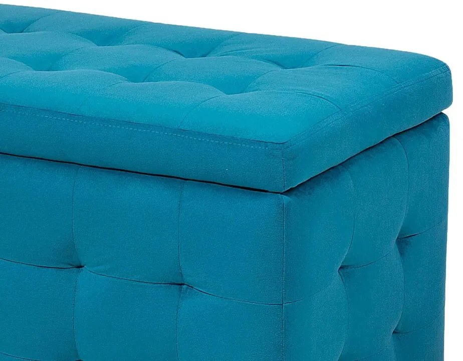 Tamborete com arrumação em veludo azul turquesa 72 x 42 cm MICHIGAN Beliani