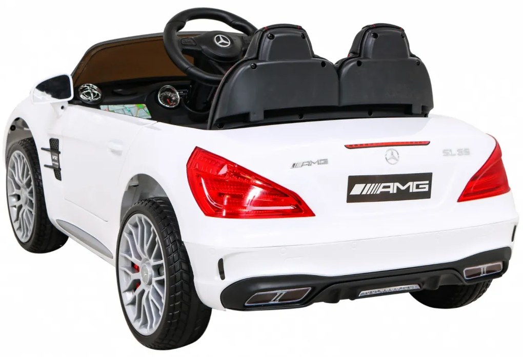 Carro elétrico para Crianças 12V Mercedes Benz AMG SL65 S Rodas de EVA, Assento de couro Branco