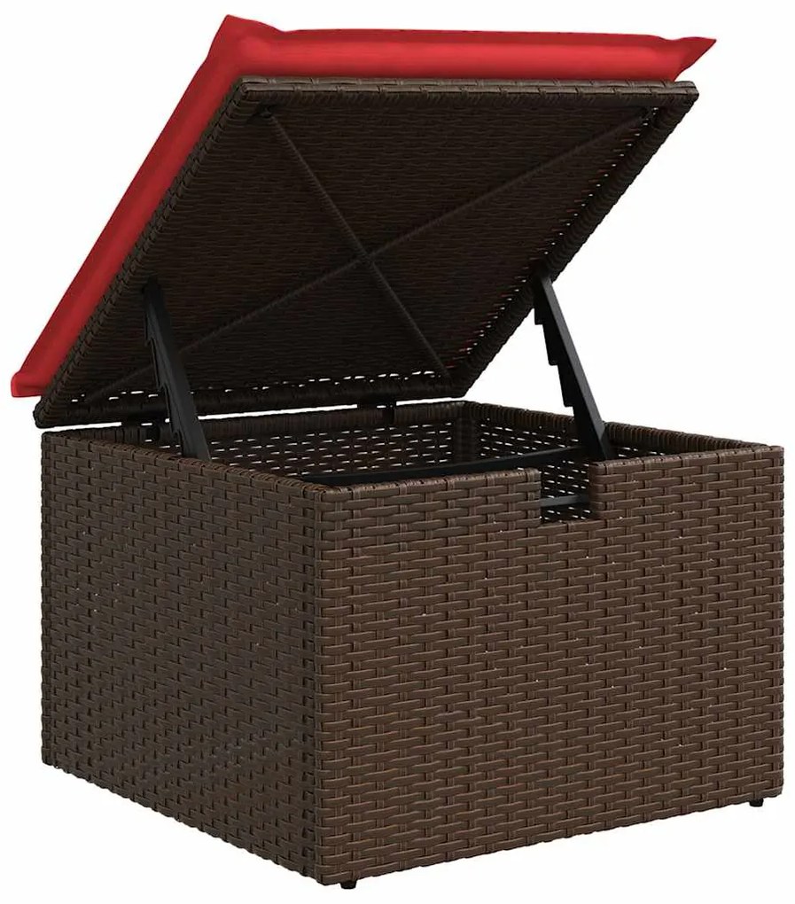 9 pcs conjunto sofás p/ jardim almofadões vime PE/acácia preto