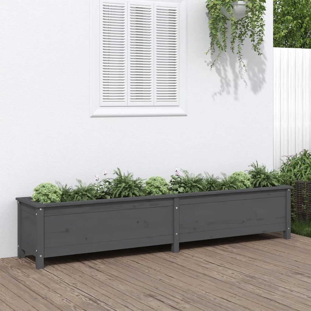 vidaXL Canteiro elevado de jardim 199,5x40x39 cm pinho maciço cinzento