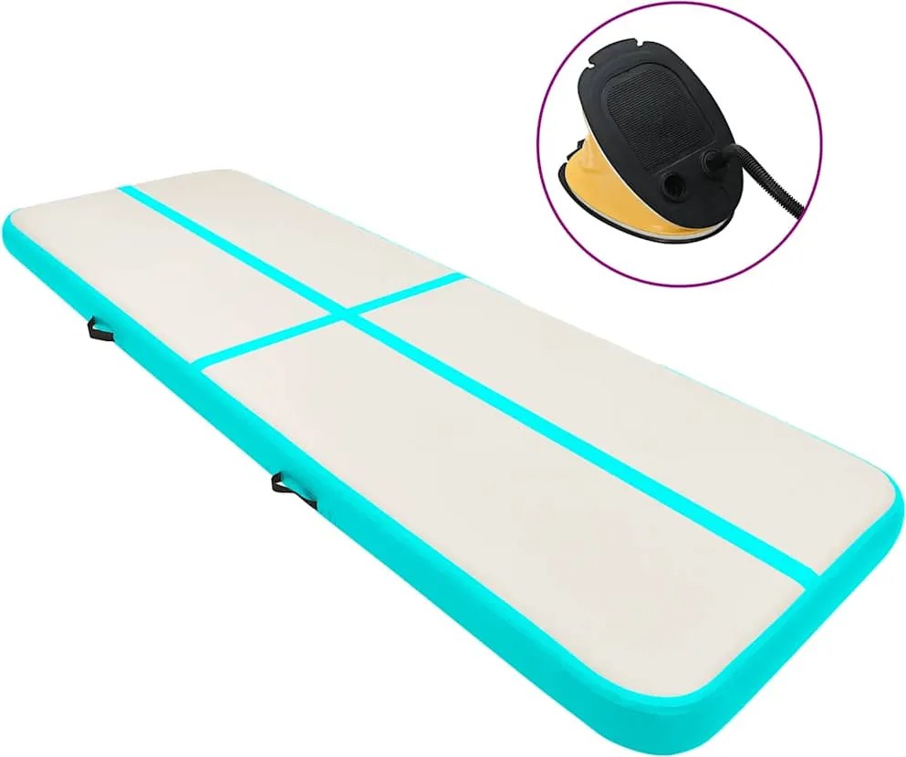 vidaXL Colchão de ginástica insuflável c/ bomba 300x100x20cm PVC verde