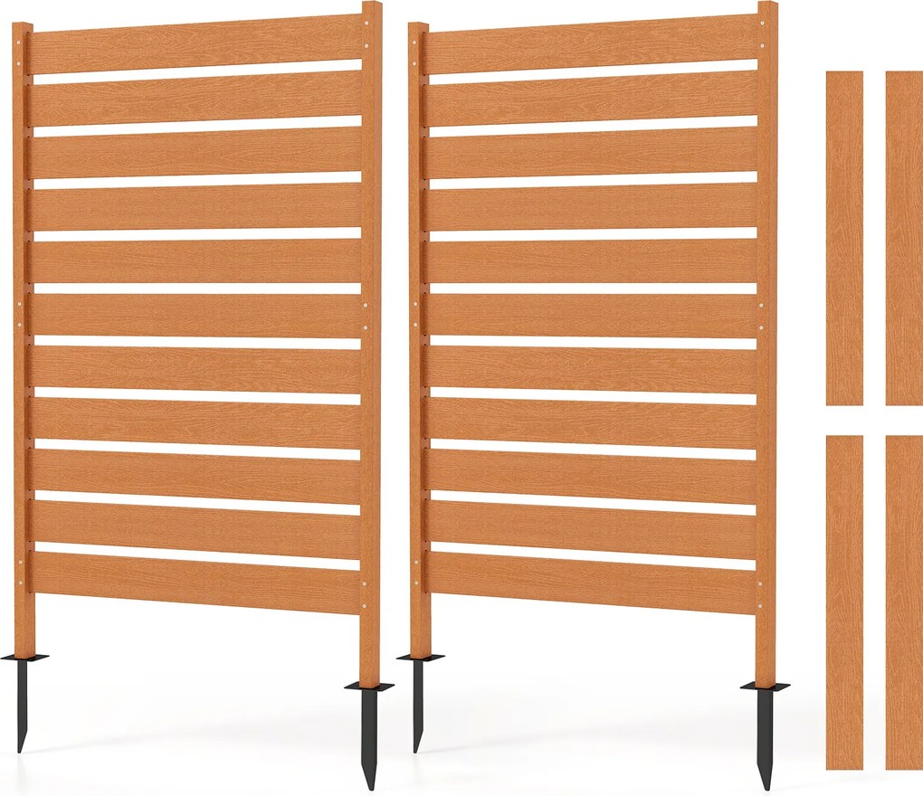 Conjunto de 2 Painéis de Privacidade para Jardim, 93 x 63,5 x 154,5 cm, Resistentes à Água e ao Sol, Castanho