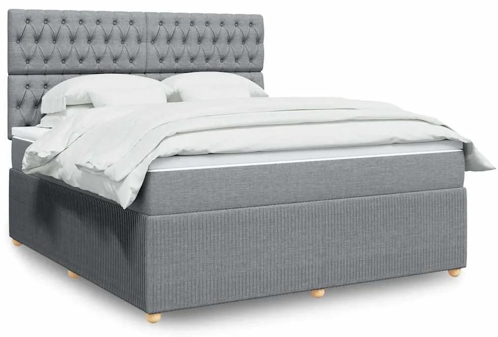 vidaXL Cama com molas/colchão 180x200 cm tecido cinzento-claro