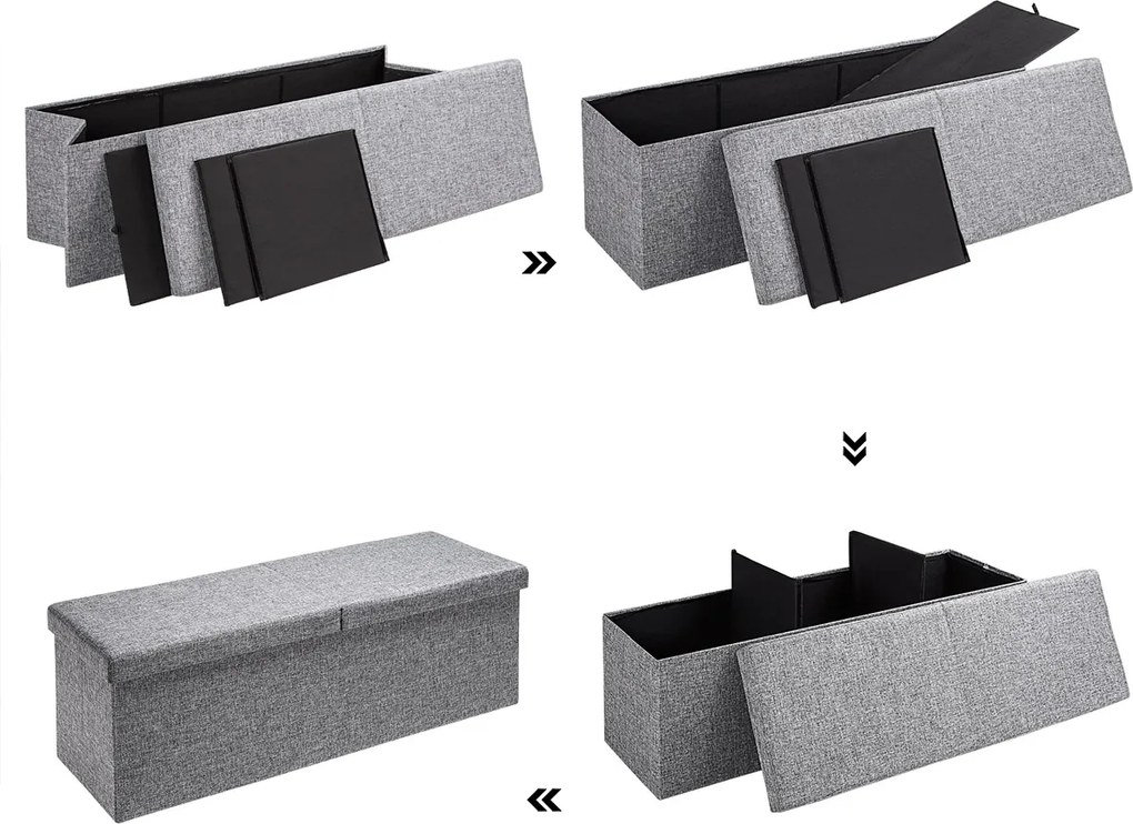 Banco com espaço de arrumação 115 x 38 x 38 cm Cinzento