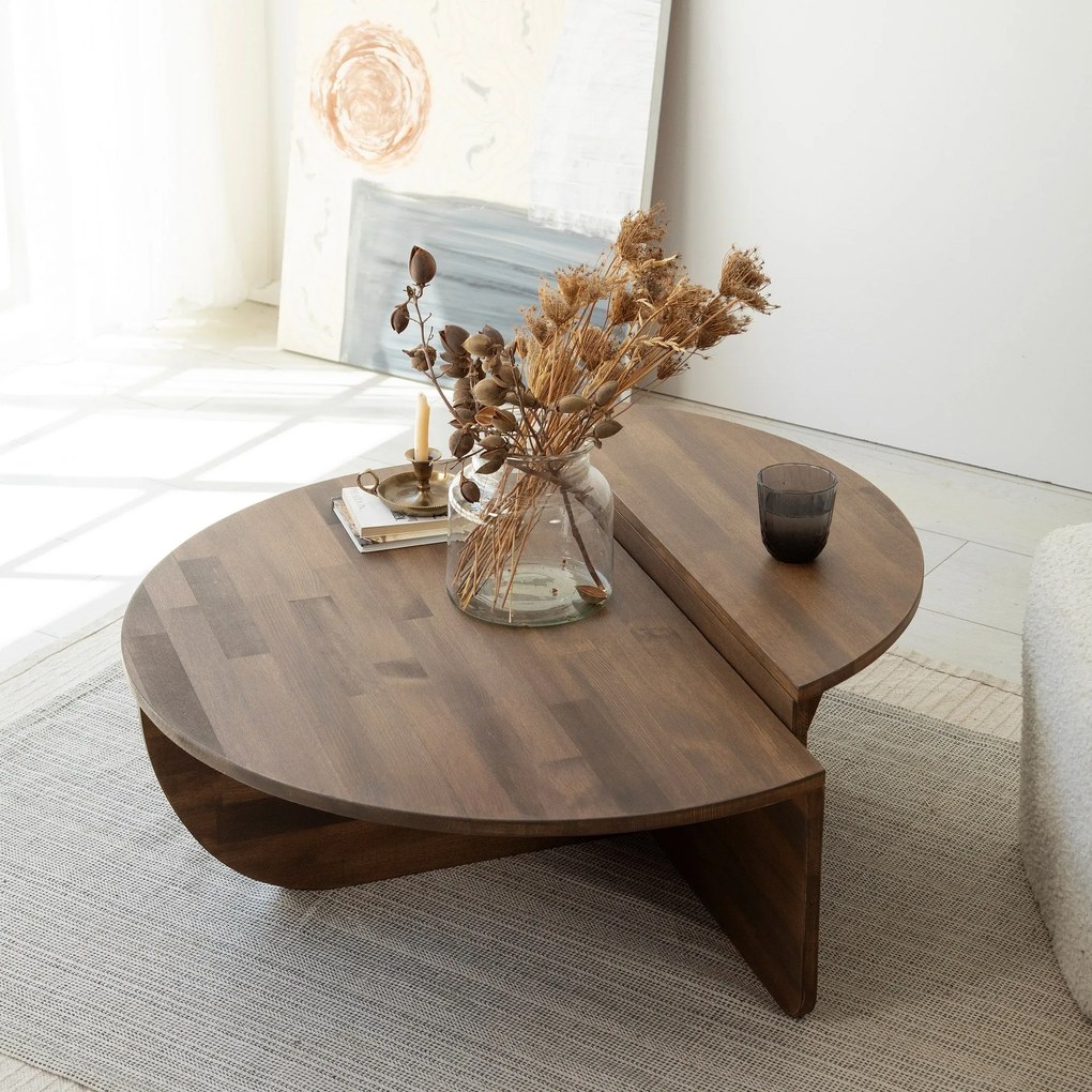 Conjunto de Mesas de Café Podium - Cor Nogueira - 90x30x60cm e 85x30x3