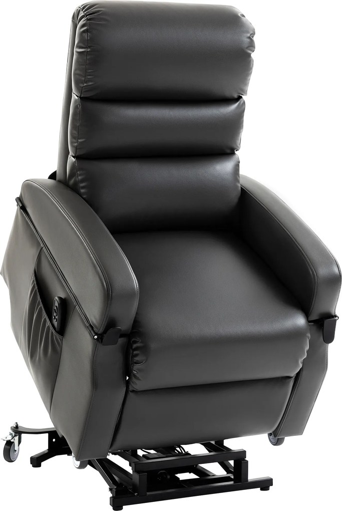 HOMCOM Poltrona para TV com ajuda de elevação, poltrona relax elétrica com controle remoto, apoio para pés, função reclinável, Cinza escuro | Aosom Portugal