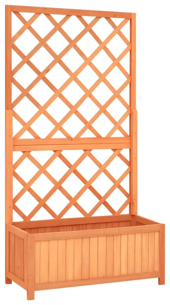 vidaXL Vaso com treliça para jardim 70x30x135 cm abeto maciço castanho