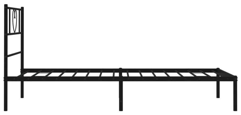 Estrutura de cama com cabeceira 75x190 cm metal preto