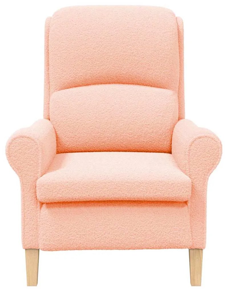Poltrona Ergonómica Rosa Médio Tecido, Madeira