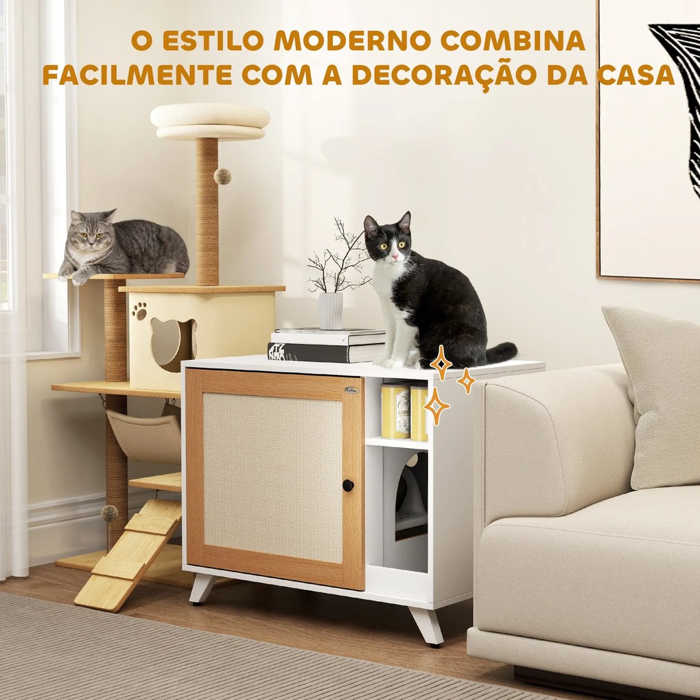 PawHut Móvel Caixa de Areia para Gatos Caixa de Areia para Gatos com P