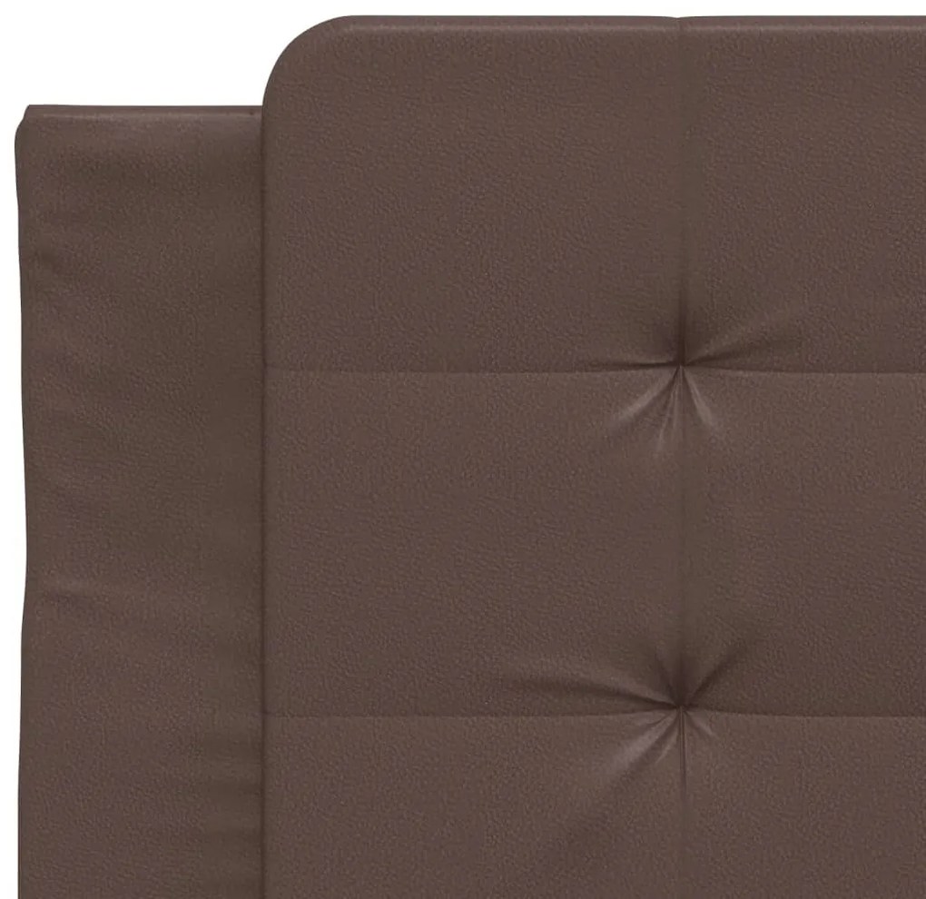 Estrutura cama c/ cabeceira couro artificial 90x190 cm castanho