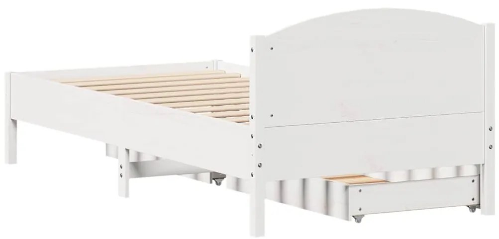 Cama sem colchão 90x200 cm madeira de pinho maciça branco
