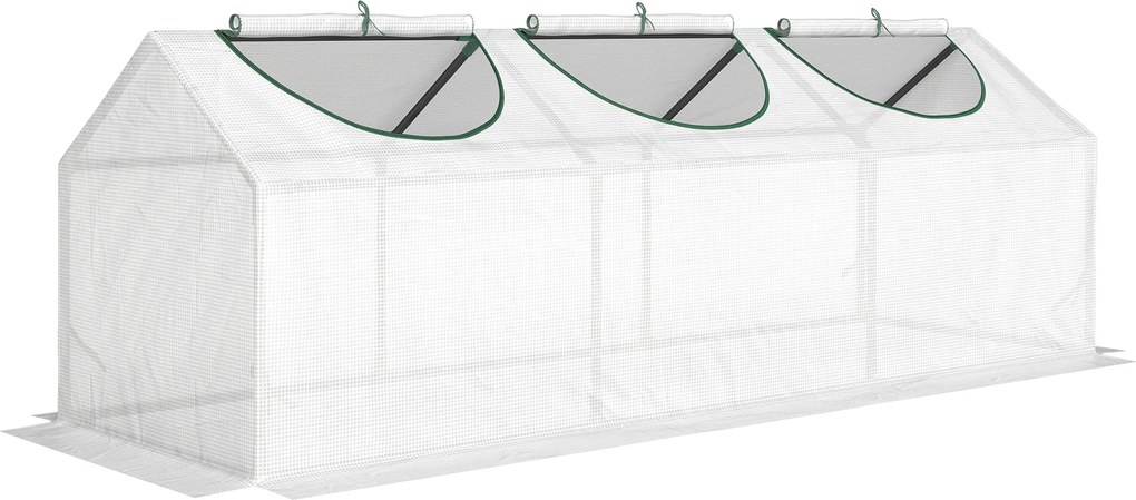 Outsunny Estufa de jardim mini estufa 3 janelas enroláveis cobertura em PE de alta densidade 140 g/m² 180 x 60 x 60 cm branco | Aosom Portugal