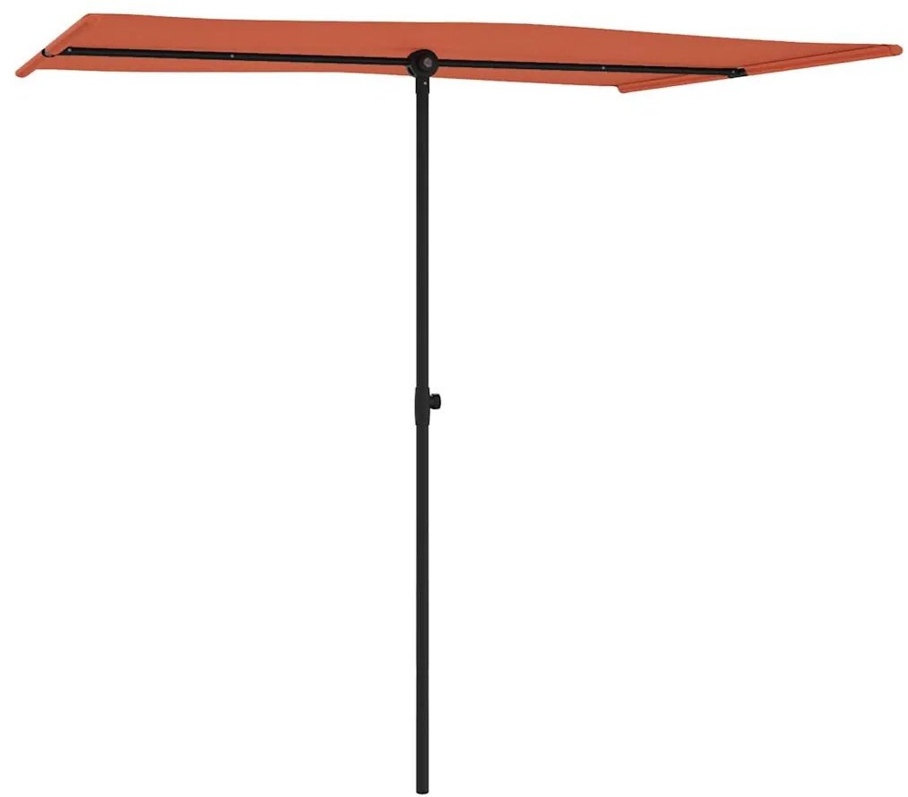 Guarda-sol de jardim com poste de alumínio 2x1,5 m terracota