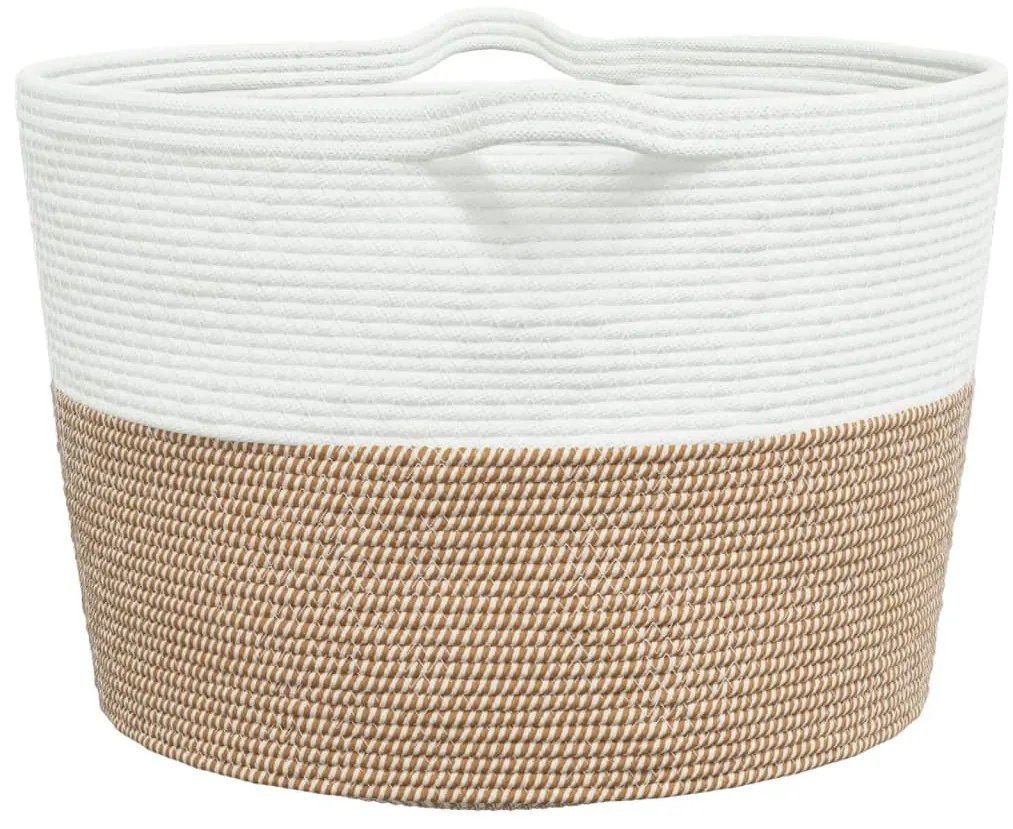 Cesto de arrumação Ø60x36 cm algodão castanho e branco