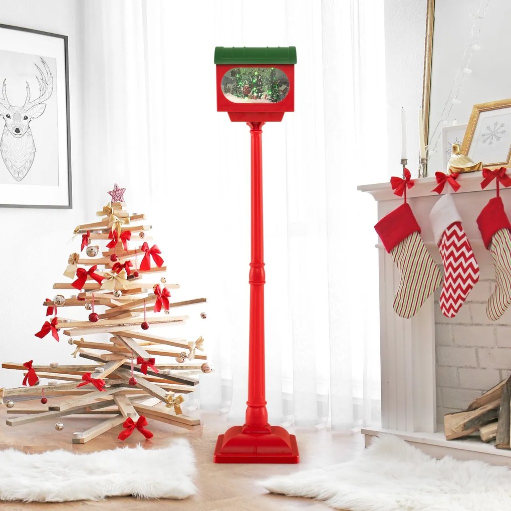 Candeeiro de rua musical de Natal de 150 cm Poste festivo com globo de neve ativado por som Lâmpada do Pai Natal