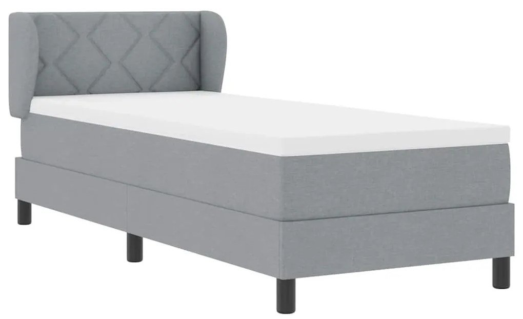 Cama Box Spring com Colchão Cinza Claro 80x200 cm em Tecido