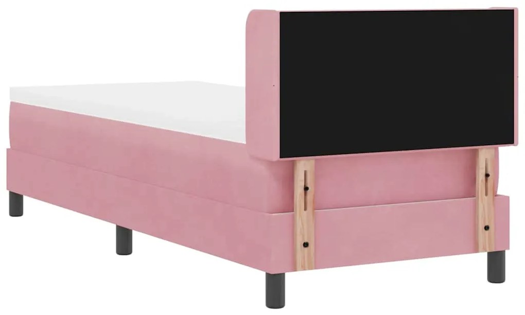 Cama Box Spring com Colchão Rosa 80x200 cm Veludo