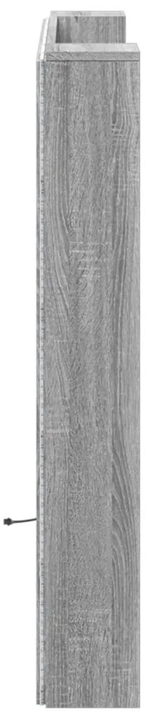 Armário de cabeceira c/ luzes LED 120x16,5x103,5cm cinza sonoma