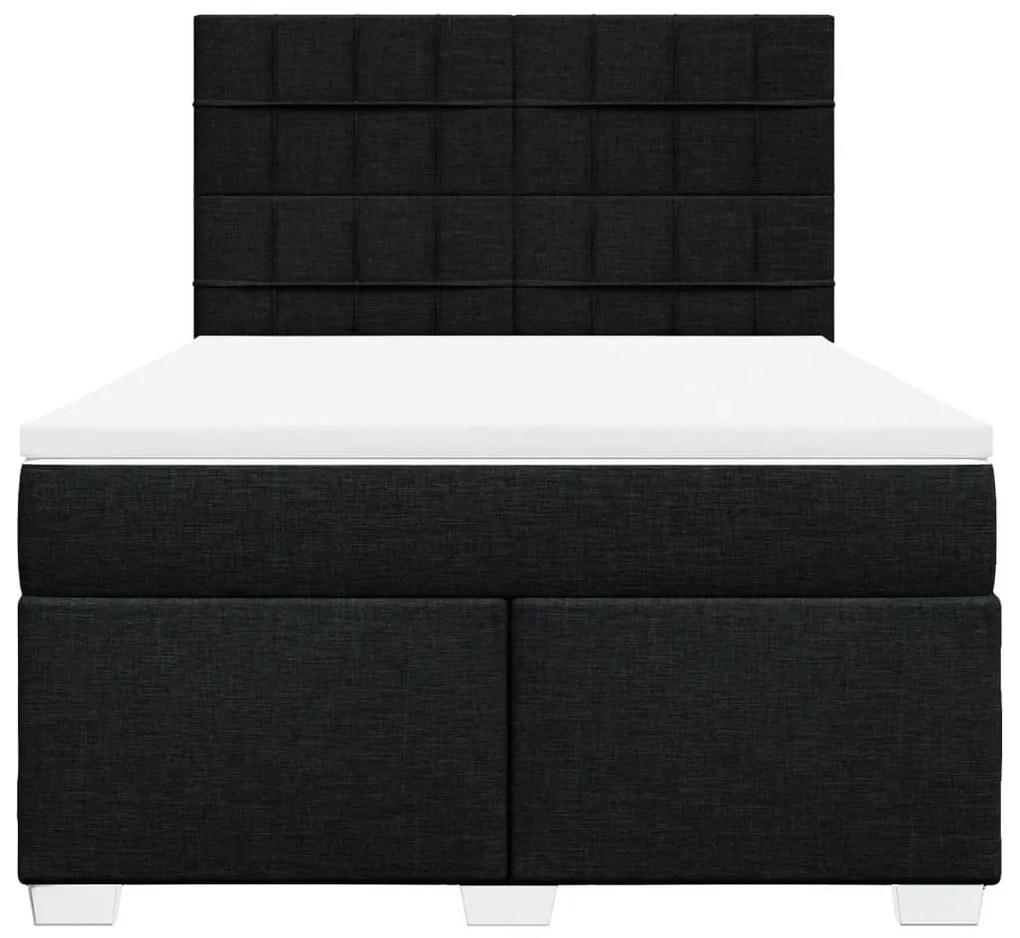 Cama com molas/colchão 140x190 cm tecido preto