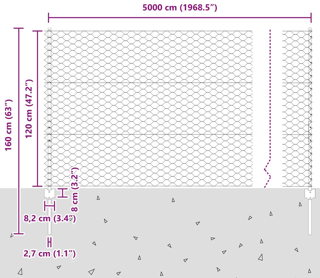 Postes de Cerca vidaXL 22 pcs U-Channel 120 cm Aço Galvanizado, Cerca