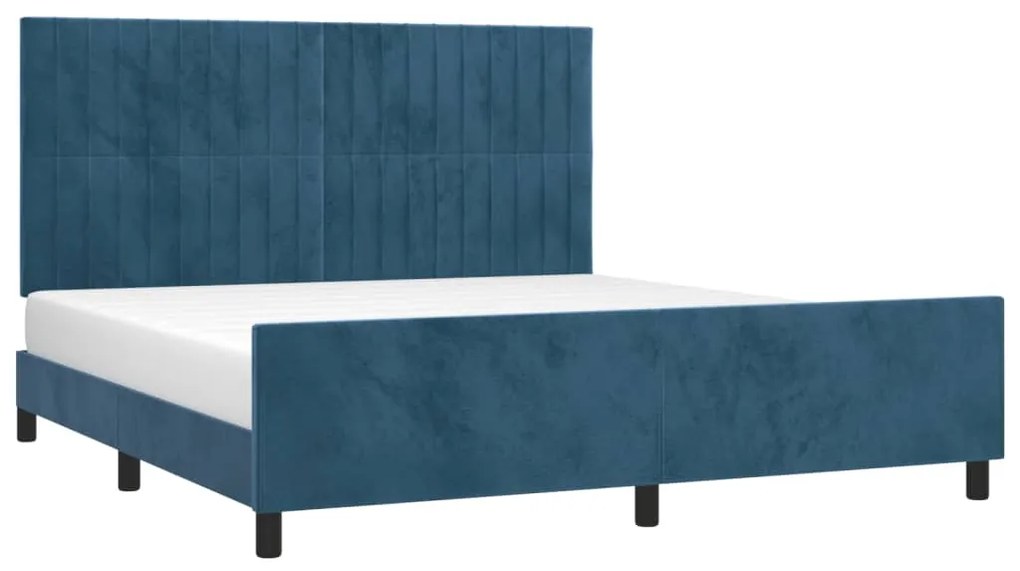 Estrutura de cama c/ cabeceira 180x200 cm veludo azul-escuro