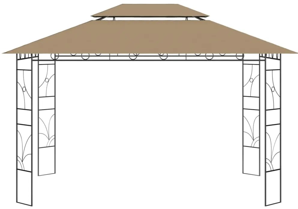 Gazebo 4x3x2,7 m 160 g/m² cinzento-acastanhado